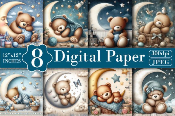 Download Teddy Bear Sleeping Digital Paper - Teddy bear sleeping Collection