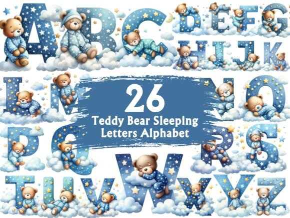 Download Teddy Bear Sleeping Letters Alphabet - Teddy bear sleeping Collection